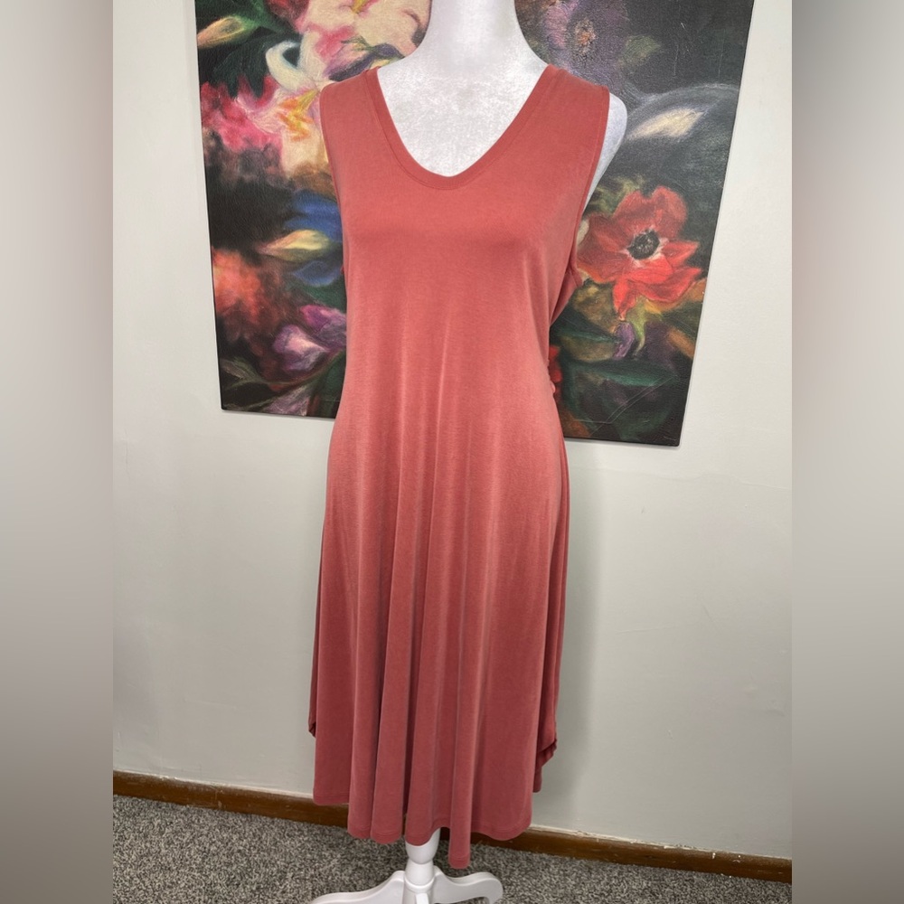 Luxe Essential Denim Rustic Modal Soft Versatile Tank Waist Tie Maternal Dress M